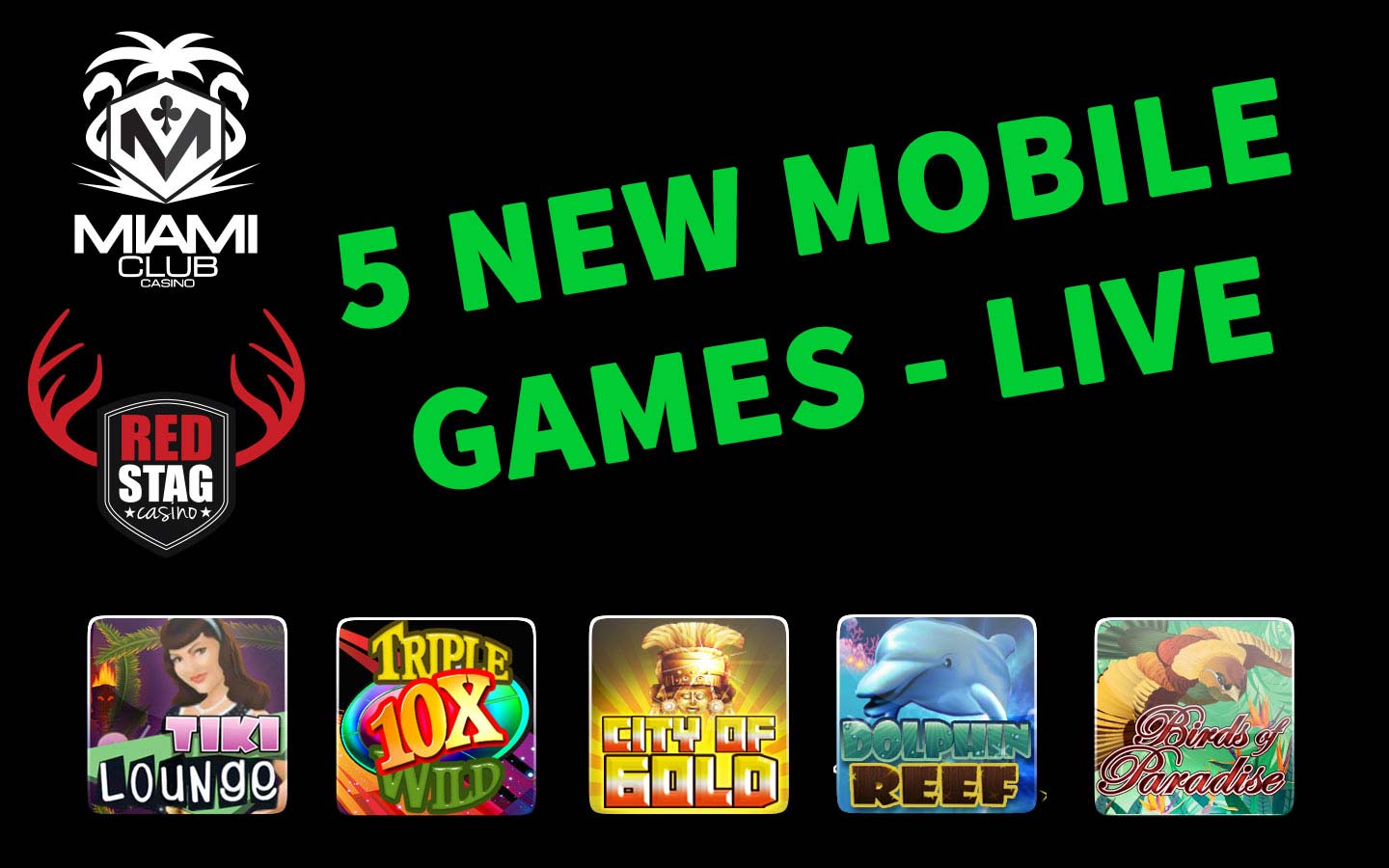 5 new mobile casino slots at Miami Club casino