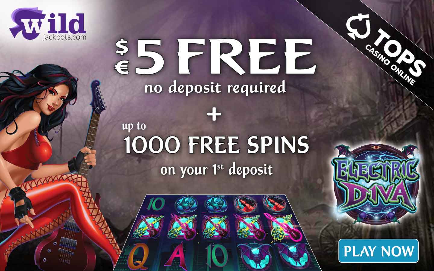 Electric Diva exclusive bonus at Wild Jackpots casino